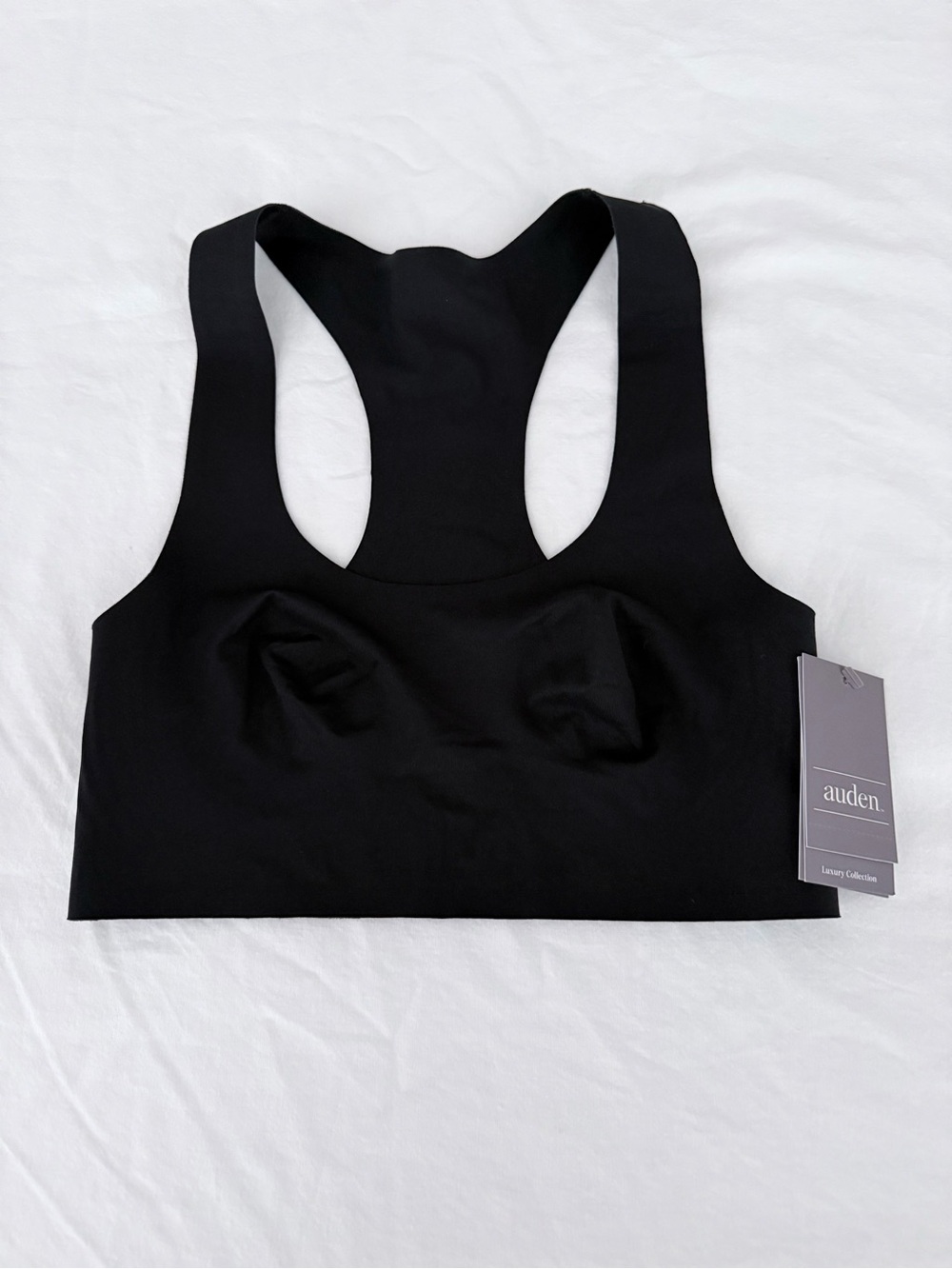 NWT Auden Luxury Collection Black Bonded Unlined Racerback Scoop Bralette XS